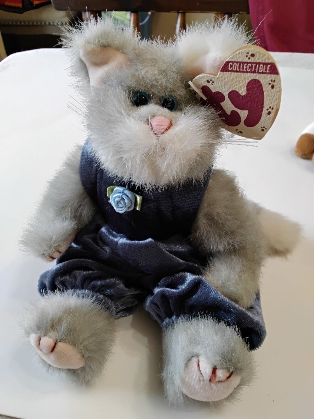 Vintage 1993 Ty Attic Treasures "Whiskers" Grey Cat Plush – with Tags